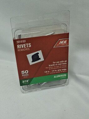 Ace 3/16 in. D X 1/8 -1/4in. Range Aluminum Rivets Silver 50 pk